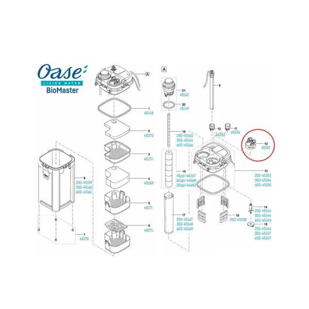 Oase Hose Blocco rubinetti di ricambio per filtri BioMaster Adapter
