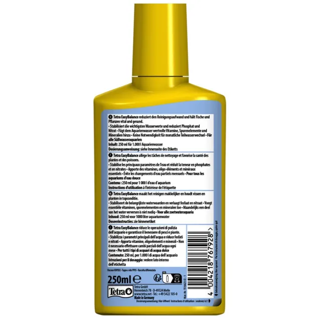 Tetra EasyBalance 250 ml Riduce la frequenza dei cambi d'acqua in acquario elimina i fosfati