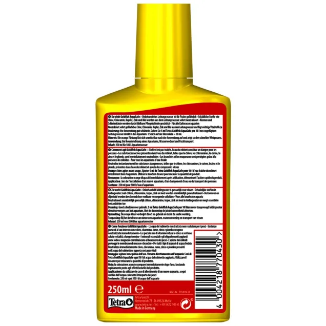 Tetra Goldfish AquaSafe 250 ml Biocodizionatore d'acquario per pesci rossi rende sicura l'acqua di rubinetto