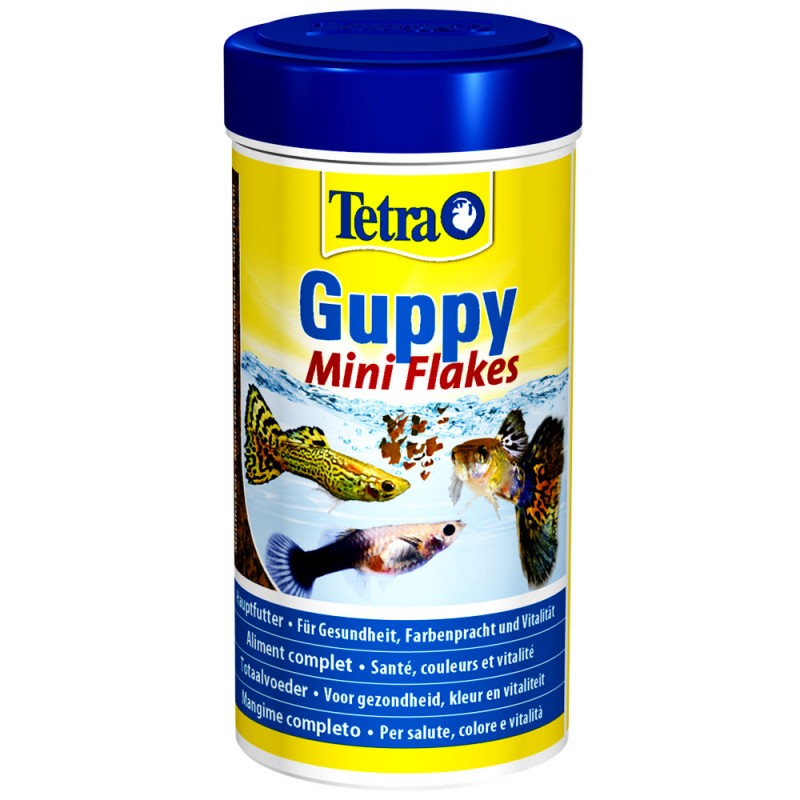 Tetra Guppy Mini Flakes 250 ml Mangime in fiocchi completo per guppy d'acquario favorisce il colore