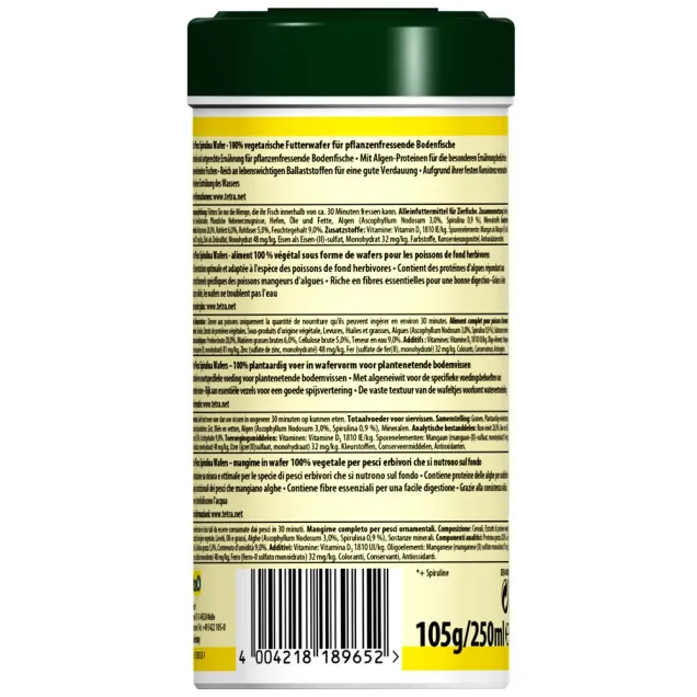Tetra Pleco Spirulina Wafers 250 ml Mangime specifico per pesci da fondo erbivori d'acquario (ex algae)