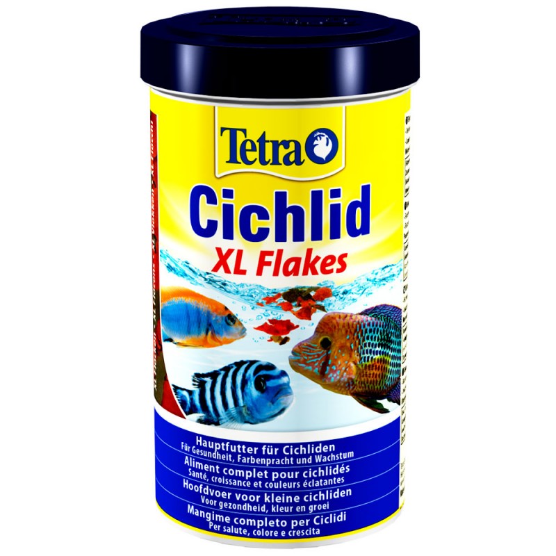 Tetra Cichlid XL Flakes 500ml Mangime in fiocchi grandi per ciclidi d'acquario ravviva i colori e migliora resistenza