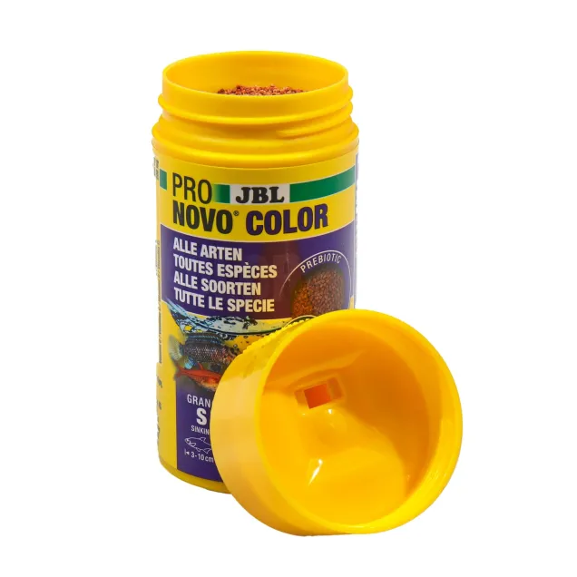 JBL Pronovo Color Grano S - Mangime colorato in granuli per colori accesi per tutti i pesci d'acquario da 3-10 cm