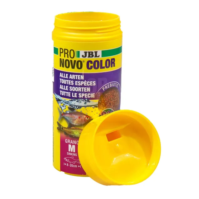 JBL Pronovo Color Grano M - Mangime colorato in granuli per colori accesi per tutti i pesci d'acquario da 8-20 cm