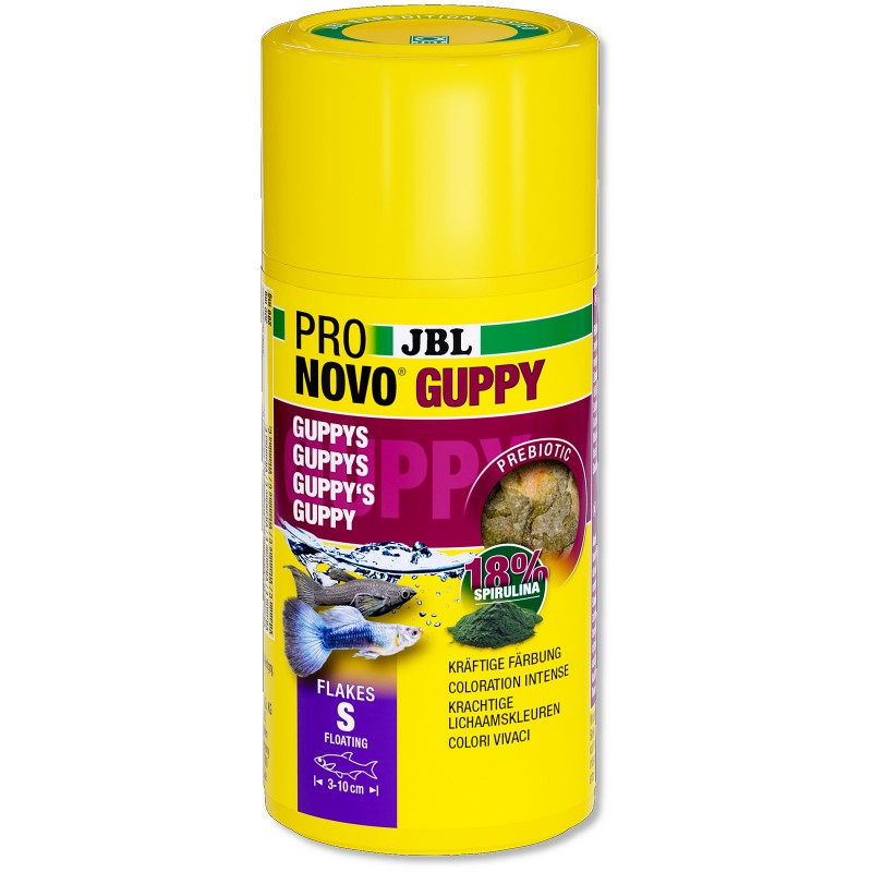 JBL Pronovo Guppy Flakes S - Mangime di base in fiocchi per guppy e altri vivipari da 3-10 cm