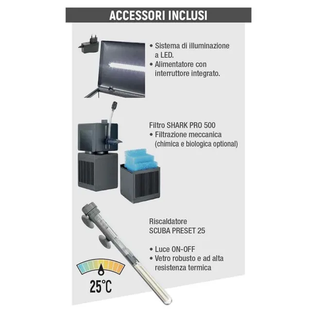 Sicce Acquario Moby Dick 60 New - 58 litri completo di accessori kit