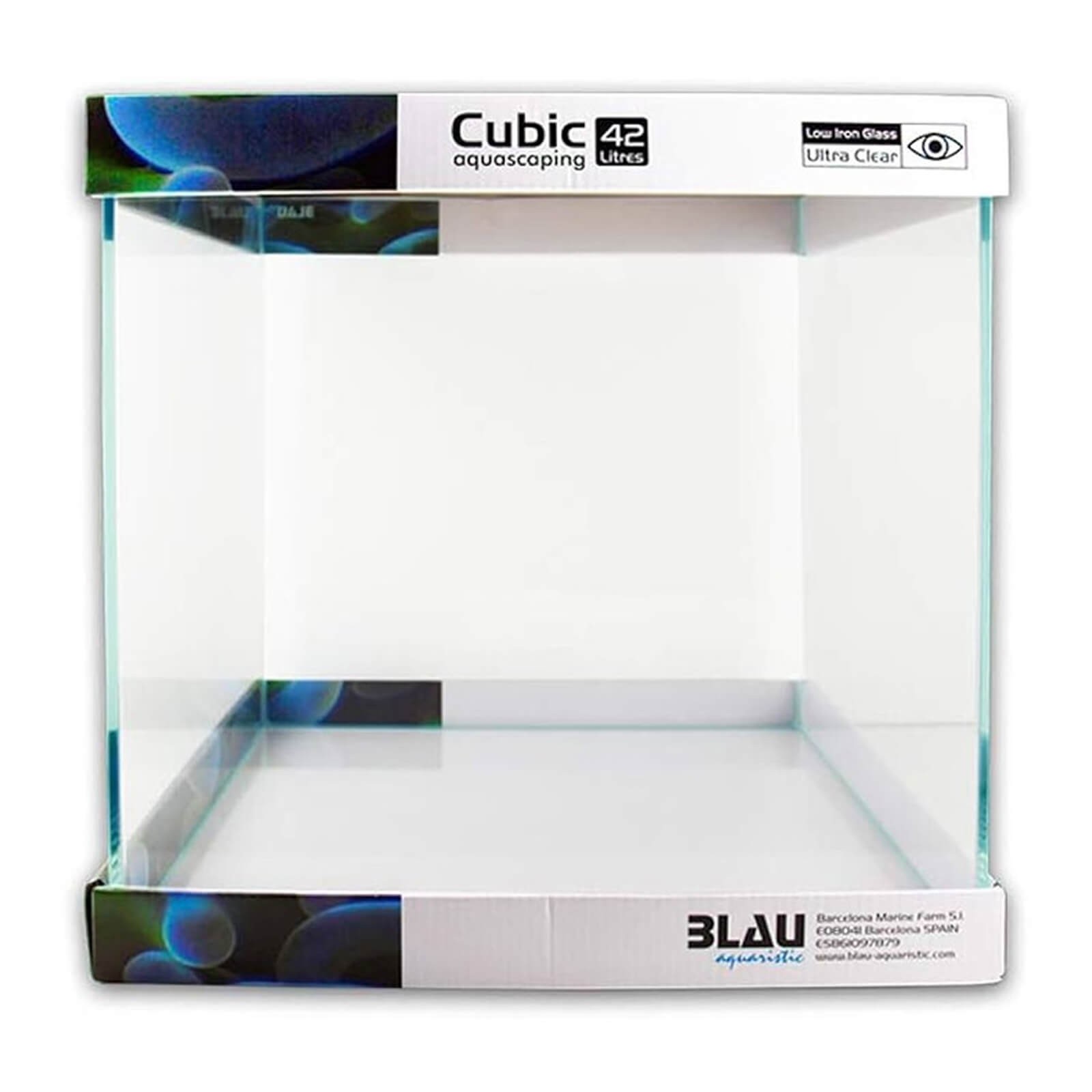 Blau Aquaristic CUBIC Aquascaping 35x35x35cm 42lt acquario in vetro extrachiaro