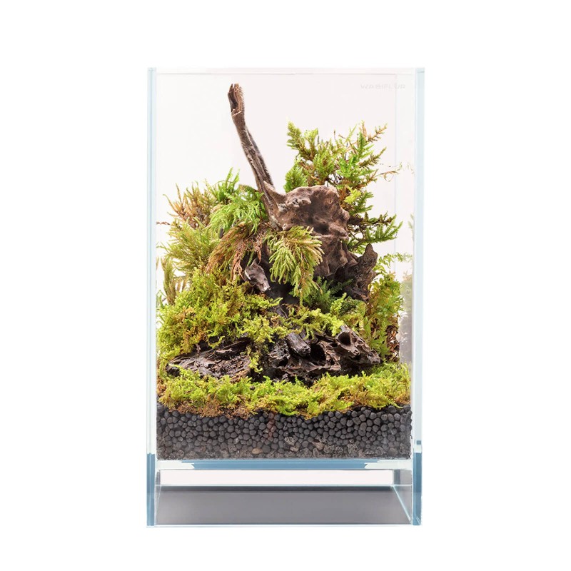 Acquario Aqpet Kubic 15 Air in vetro extrachiaro da 5 mm con coperchio in vetro removibile