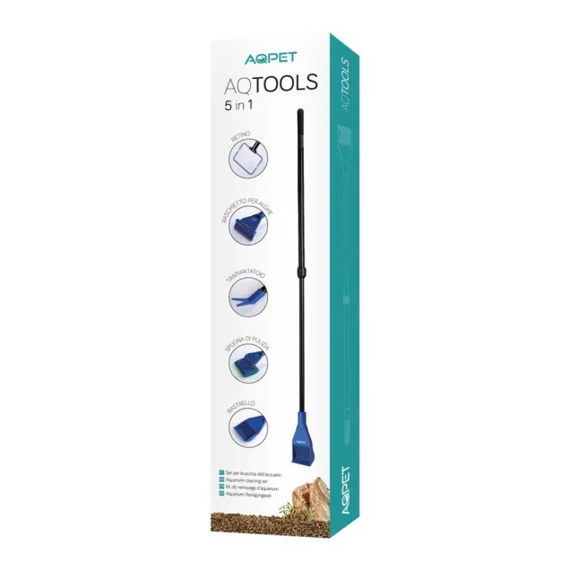 Set Aqpet AQTools 5 in 1 per la pulizia dell acquario con asta telescopica