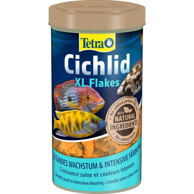 Tetra Cichlid XL Flakes 500ml Mangime in fiocchi grandi per ciclidi d'acquario ravviva i colori e migliora resistenza