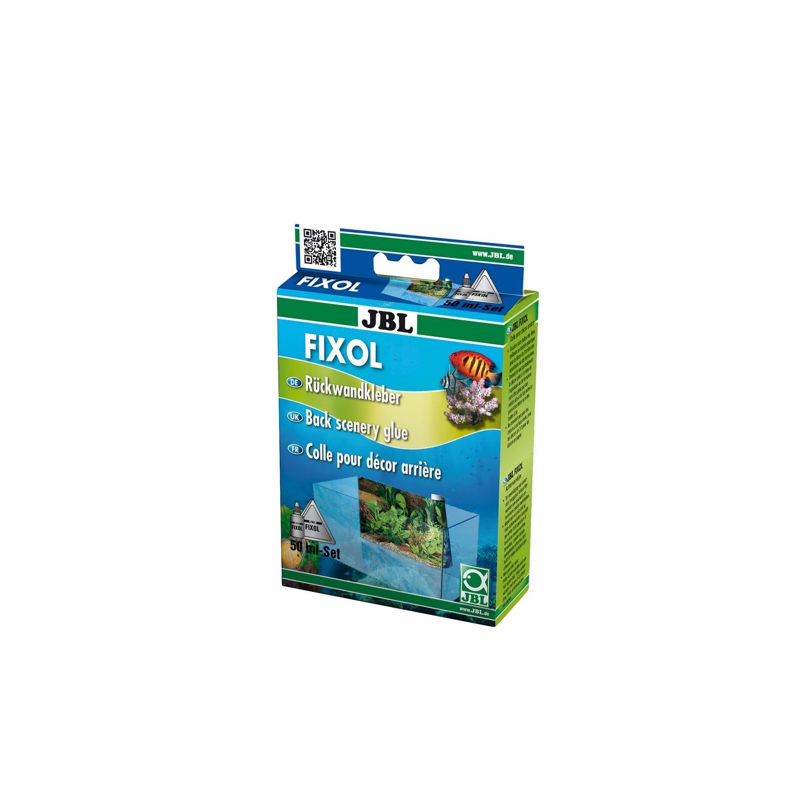 JBL FIXOL 50ml Colla Liquida d'acquario per Incollare sfondi Completo di Spatola