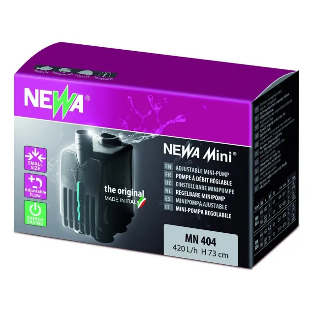 Newa Mini MN 404 Pompa Regolabile 70-420 lt/h sommergibile per filtri e acquari