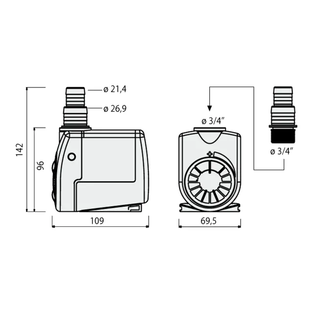 Newa Jet NJ 1700 Pompa Regolabile per acquari 600-1700 lt/h prevalenza 210 cm