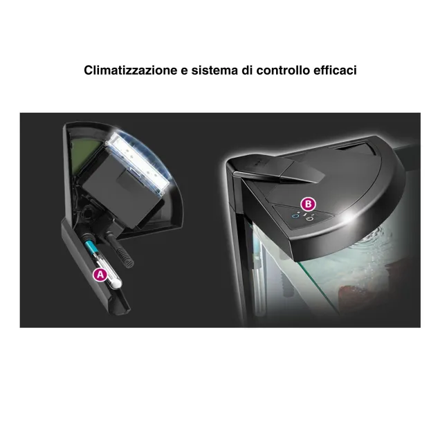 Newa More 30 Nero Acquario Completo di Illuminazione a Led 28Lt
