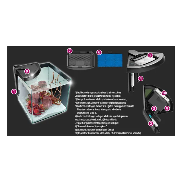 Newa More 50 Bianco Acquario Completo di Illuminazione a Led 45Lt