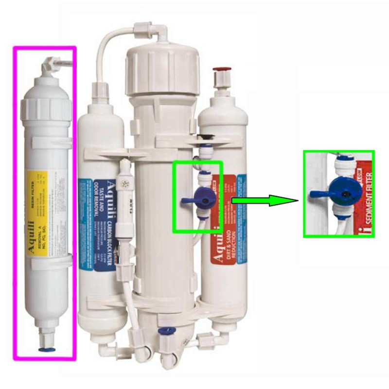 Aquili Impianto osmosi con 4 stadi filtro anti NO3 PO4 SiO2 da 290 l con  flushing valve