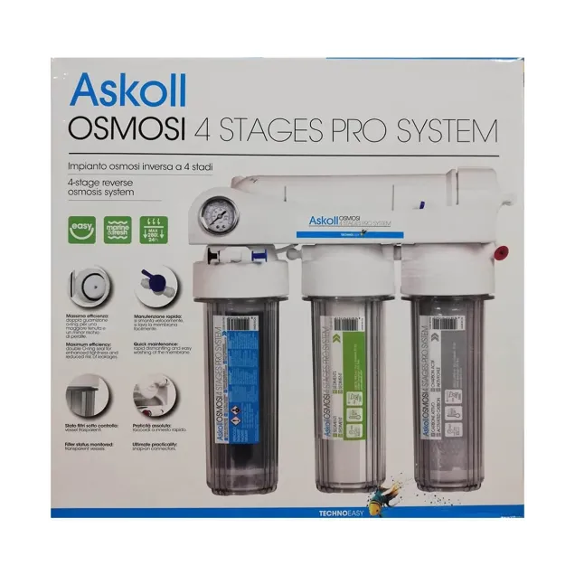 Askoll impianto Osmosi 4 stages Pro system 4 stadi a bicchiere fino a 280 litri al giorno