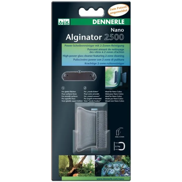 Dennerle 5659 Nano Alginator 2500 pulisci vetro magnetico per acquario